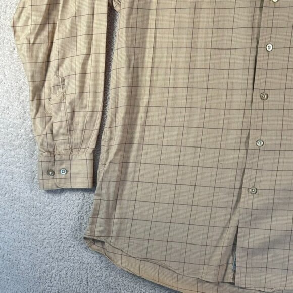 Gitman Bros Mens Long Sleeve Button‎ Dress Shirt Beige Brown Plaid Size XLT USA - Picture 5 of 12